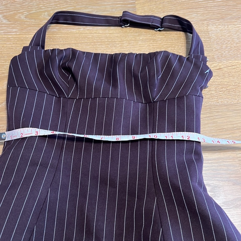 Oh Polly! brown Pinstripe A-Line Halter mini  Dress size 2 NWT - Picture 12 of 16